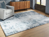 Best Furniture Outlet - Ashley Furniture - Arlenmont Rug - 7'6" x 9'6" Area Rug / Blue/White/Brown - R407481