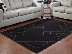Best Furniture Outlet - Ashley Furniture - Marav Rug - 7'8" x 10' Area Rug / Black/White - R407531