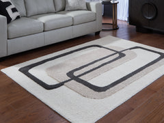 Best Furniture Outlet - Ashley Furniture - Davismour Rug - 7'8" x 10' Area Rug / Ivory/Taupe/Charcoal - R407561