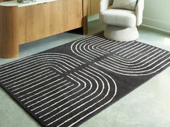 Best Furniture Outlet - Ashley Furniture - Eldonmore Rug - 5' x 7' Area Rug / Black/Ivory - R407572