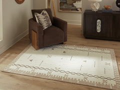Best Furniture Outlet - Ashley Furniture - Dot Rug - 5' x 7' Area Rug / Cream/Brown/Taupe - R407652