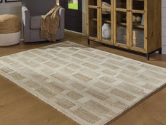 Best Furniture Outlet - Ashley Furniture - Lisgrove Rug - 5' x 7' Area Rug / Tan/Brown/White - R407712