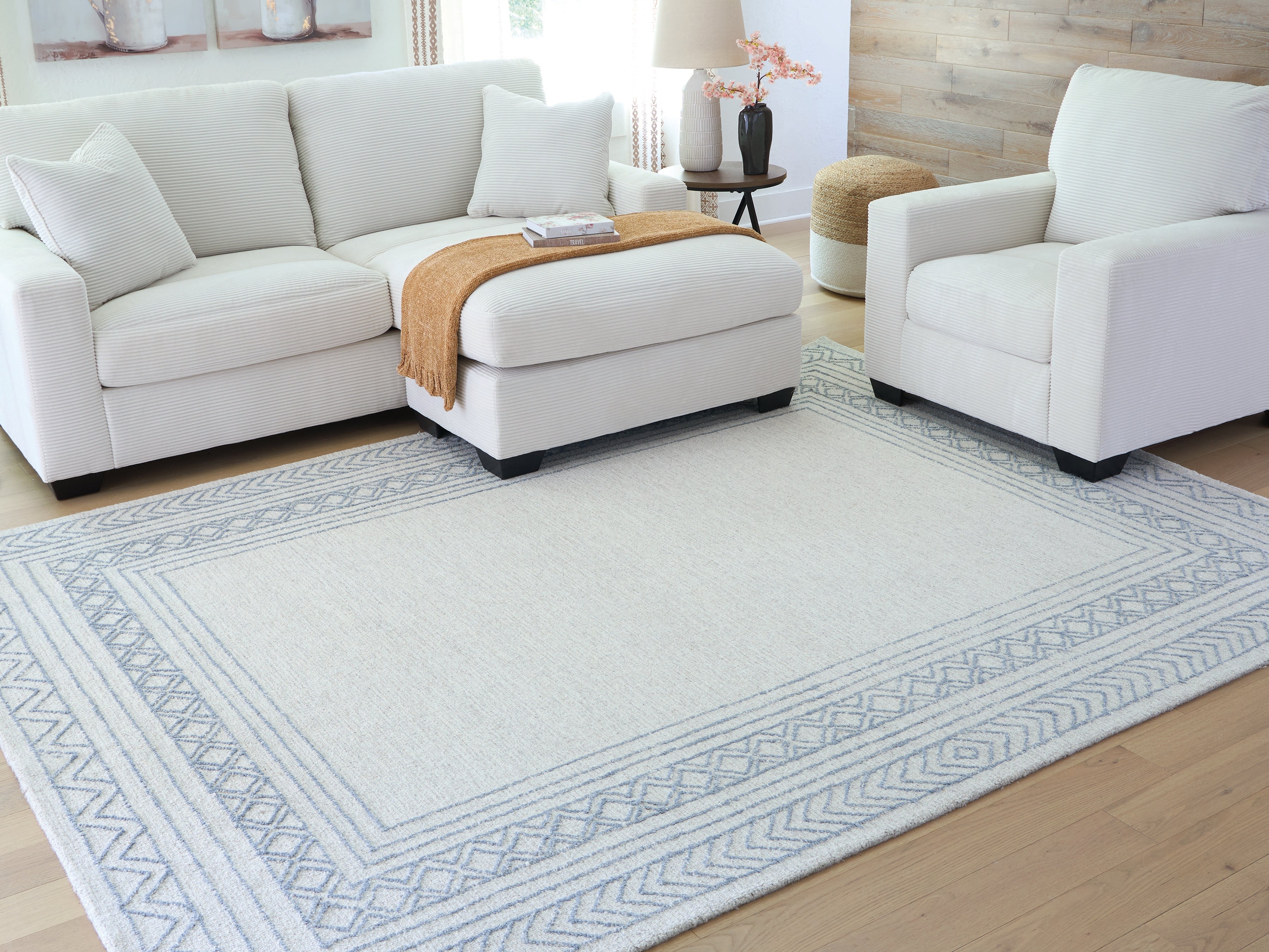 Best Furniture Outlet - Ashley Furniture - Azelhurst Rug - 5' x 7' Area Rug / Blue/Ivory/Gray - R407852