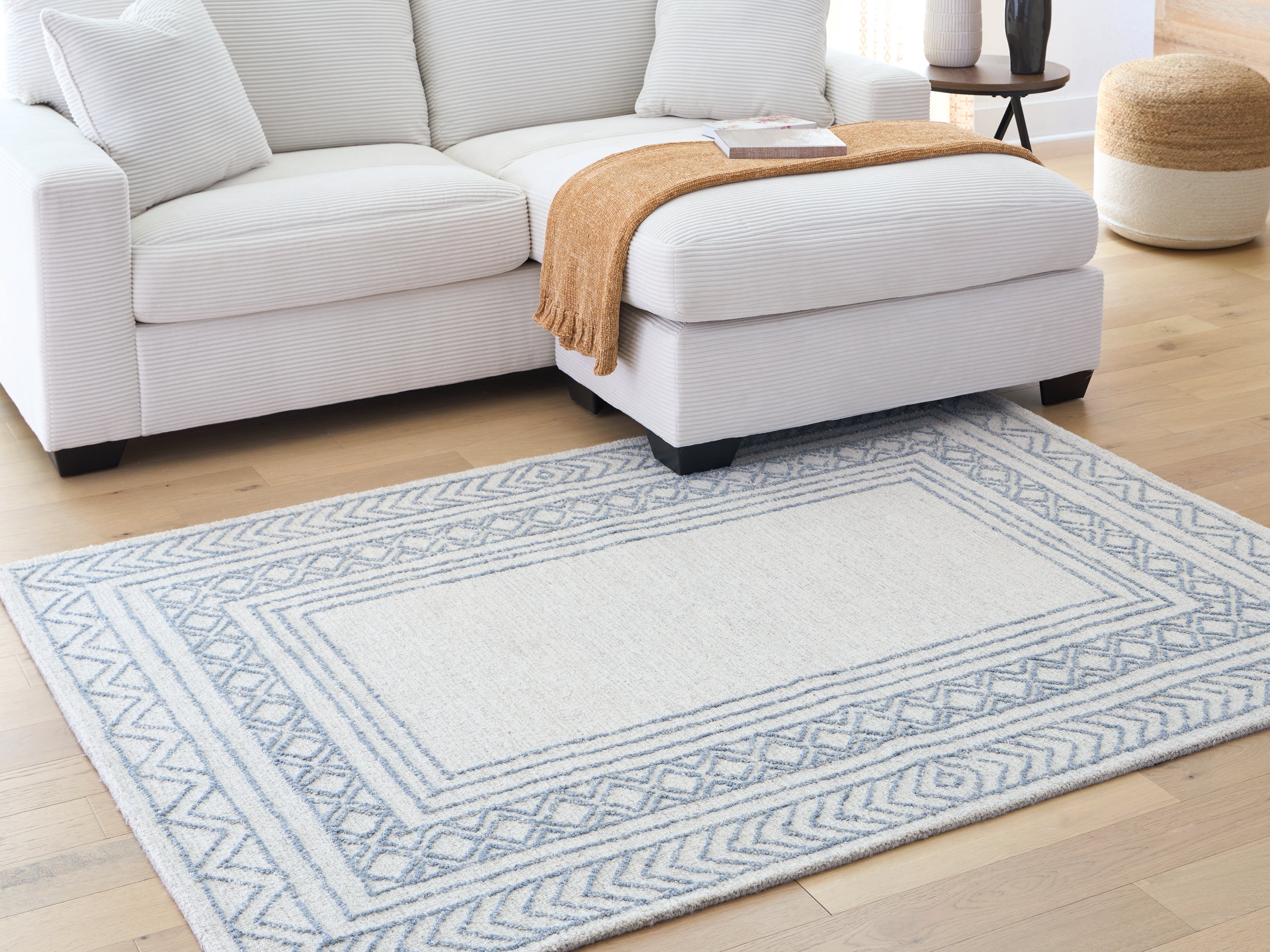 Best Furniture Outlet - Ashley Furniture - Azelhurst Rug - 5' x 7' Area Rug / Blue/Ivory/Gray - R407852