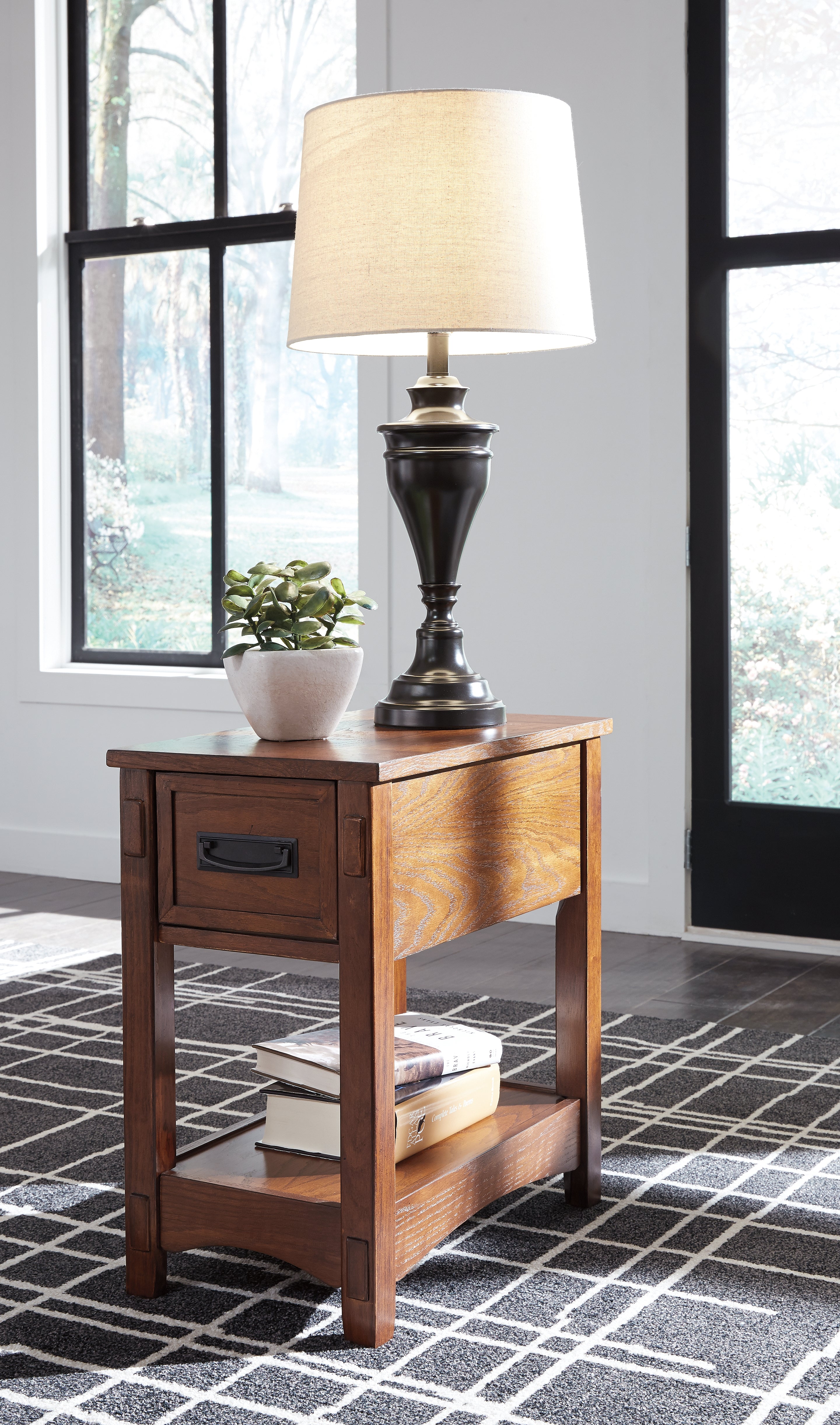 Best Furniture Outlet - Ashley Furniture - Breegin Chairside End Table - Chair Side End Table / Brown - T007-319