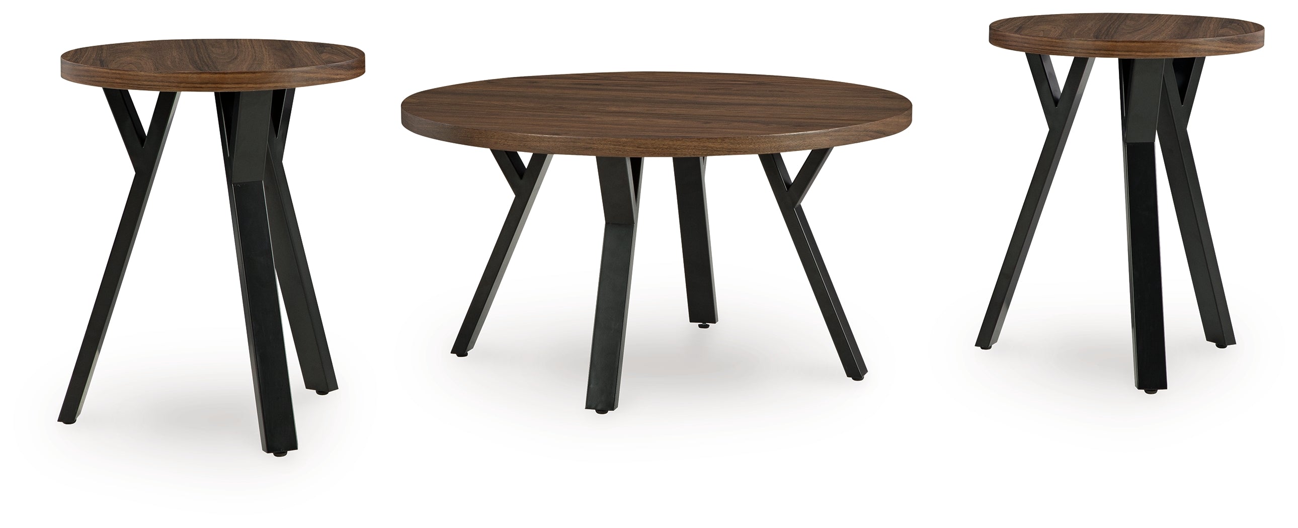 Best Furniture Outlet - Ashley Furniture - Elbrynn Table (Set of 3) - Occasional Table Set (3/CN) / Brown/Black - T153-13