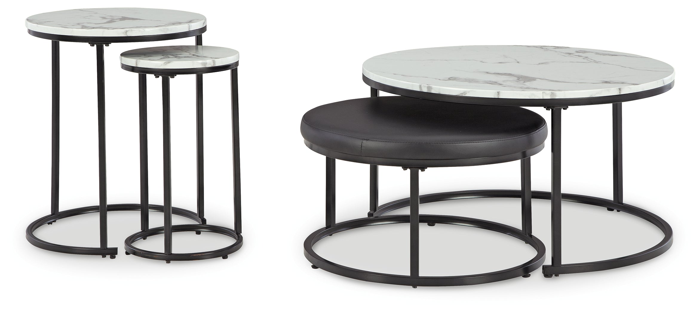 Best Furniture Outlet - Ashley Furniture - Jusmour Table (Set of 4) - Occasional Nesting TBL (4/CN) / Black/White - T161-14