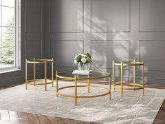 Best Furniture Outlet - Ashley Furniture - Pearlox Table (Set of 3) - Occasional Table Set (3/CN) / Gold - T173-13