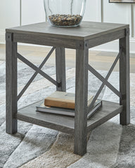 Best Furniture Outlet - Ashley Furniture - Freedan End Table - Square End Table / Grayish Brown - T175-2