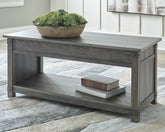 Best Furniture Outlet - Ashley Furniture - Freedan Lift-Top Coffee Table - Rect Lift Top Cocktail Table / Grayish Brown - T175-9