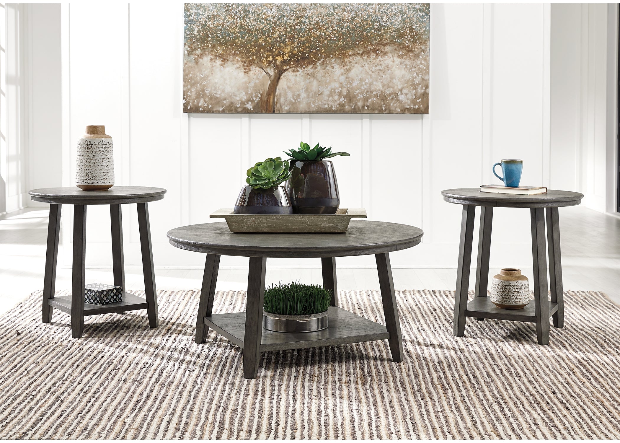 Best Furniture Outlet - Ashley Furniture - Caitbrook Table (Set of 3) - Occasional Table Set (3/CN) / Gray - T188-13