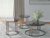 Best Furniture Outlet - Ashley Furniture - Hannerly Table (Set of 3) - Occasional Table Set (3/CN) / Black/Gold Finish - T219-13