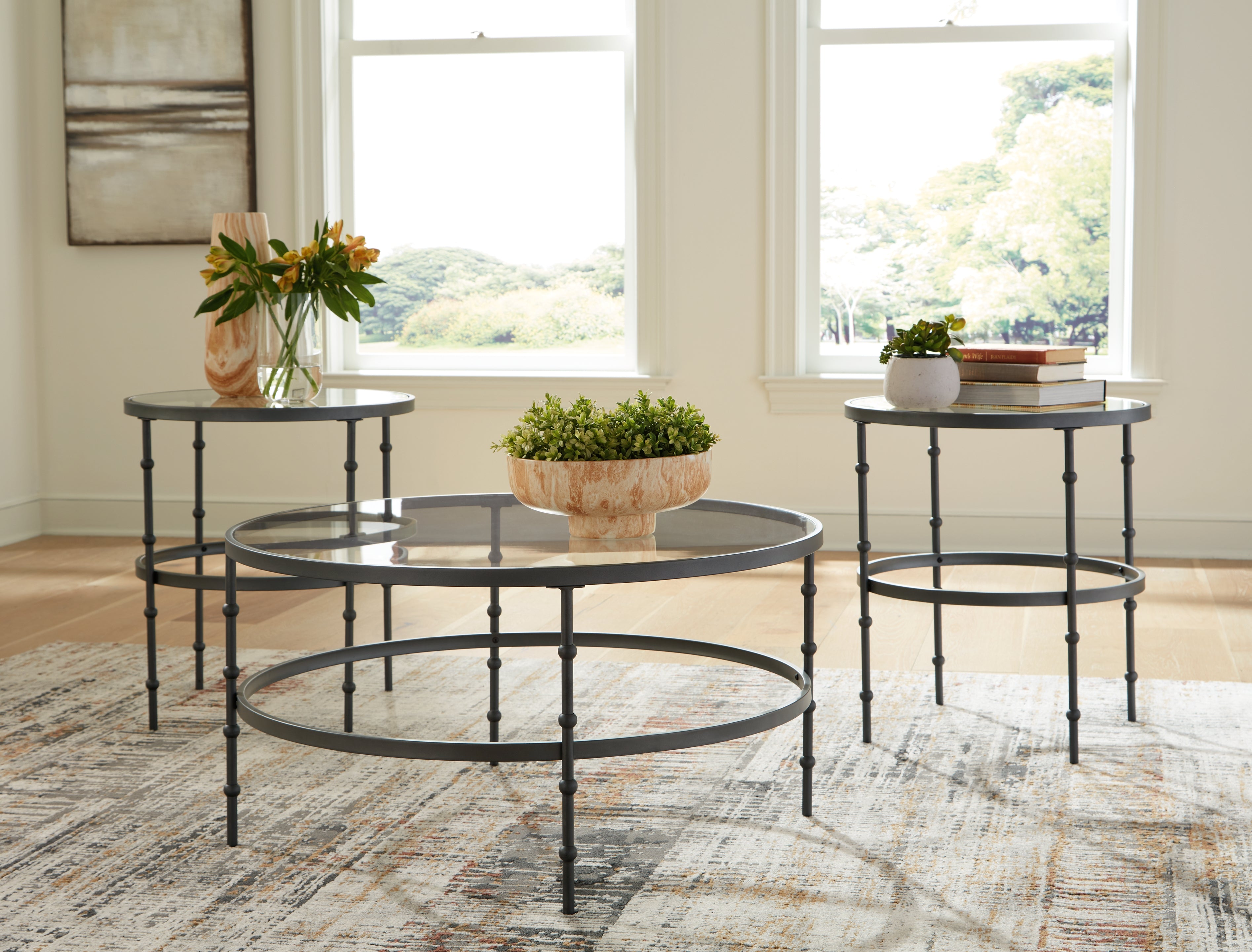 Best Furniture Outlet - Ashley Furniture - Kellyco Table (Set of 3) - Occasional Table Set (3/CN) / Gunmetal - T246-13