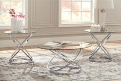 Best Furniture Outlet - Ashley Furniture - Hollynyx Table (Set of 3) - Occasional Table Set (3/CN) / Chrome Finish - T270-13
