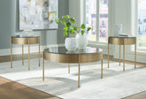 Best Furniture Outlet - Ashley Furniture - Jettaya Table (Set of 3) - Occasional Table Set (3/CN) / Brushed Brass - T285-13