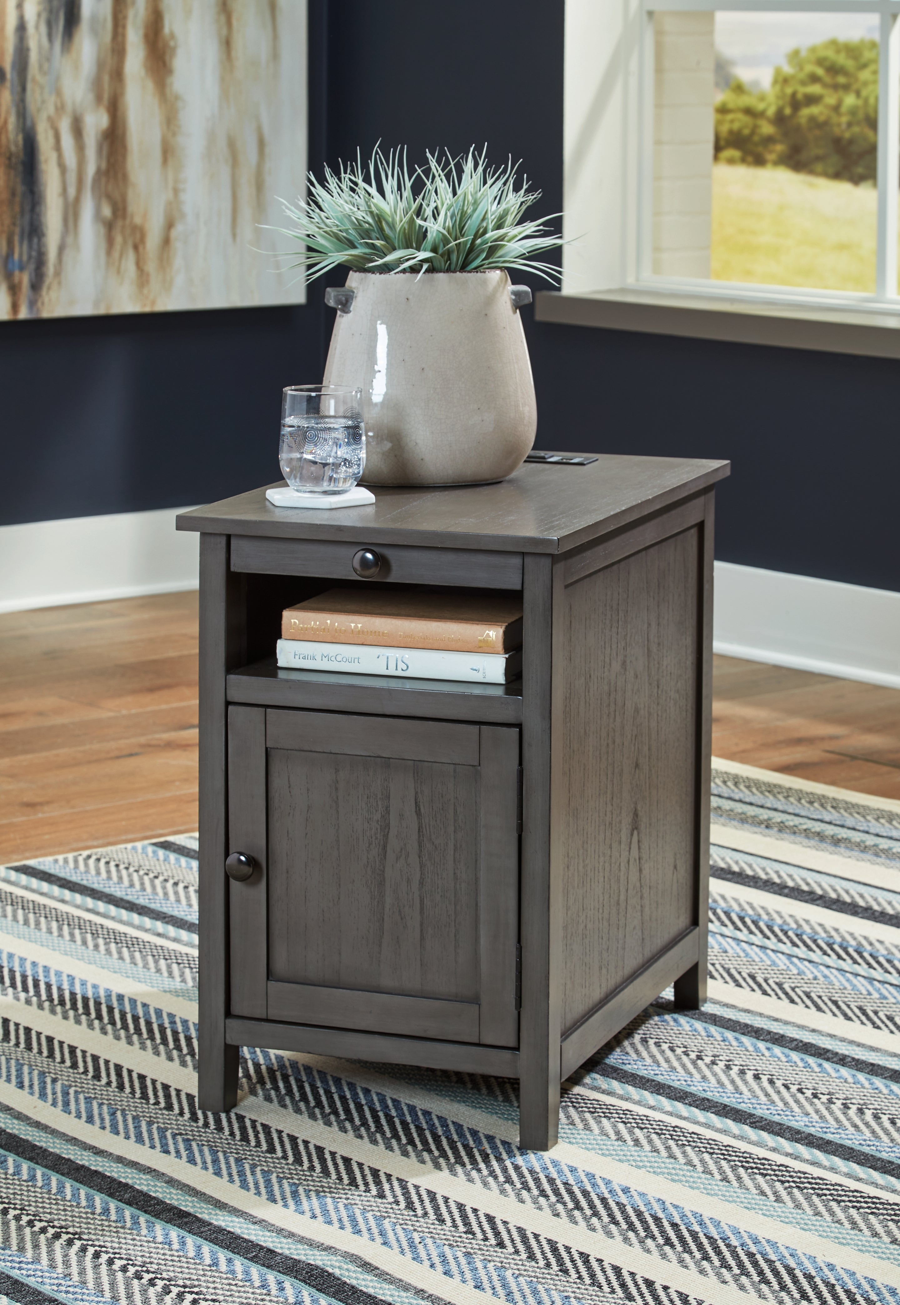 Best Furniture Outlet - Ashley Furniture - Treytown Chairside End Table - Chair Side End Table / Gray - T300-317