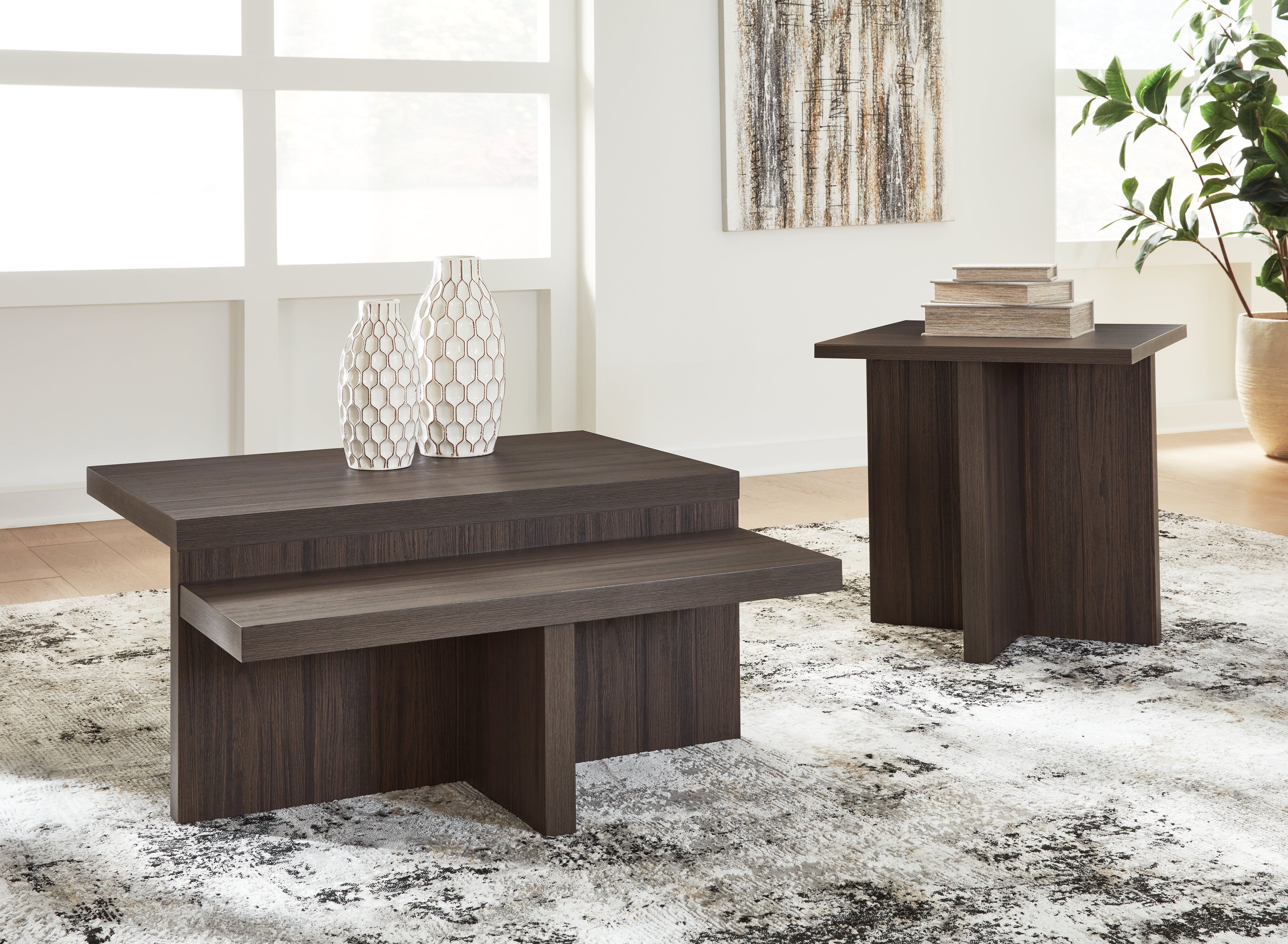 Best Furniture Outlet - Ashley Furniture - Zendex Table (Set of 2) - Occasional Table Set (Set of 2) / Brown - T304-12