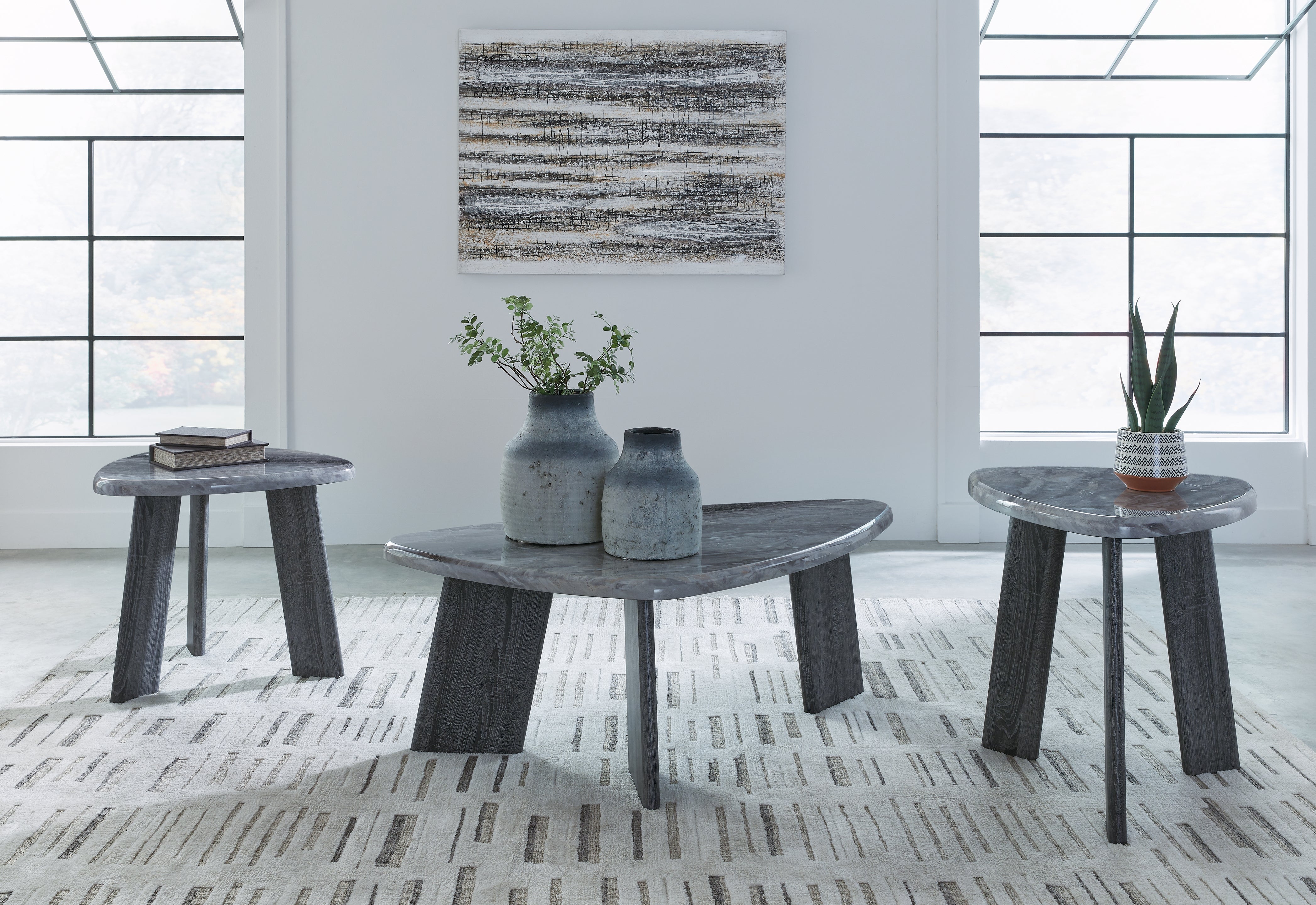 Best Furniture Outlet - Ashley Furniture - Bluebond Table (Set of 3) - Occasional Table Set (3/CN) / Gray - T390-13