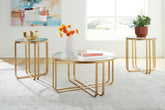 Best Furniture Outlet - Ashley Furniture - Milloton Table (Set of 3) - Occasional Table Set (3/CN) / Gold - T398-13