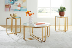Best Furniture Outlet - Ashley Furniture - Milloton Table (Set of 3) - Occasional Table Set (3/CN) / Gold - T398-13