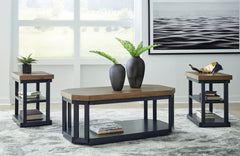 Best Furniture Outlet - Ashley Furniture - Landocken Table (Set of 3) - Occasional Table Set (3/CN) / Brown/Blue - T402-13