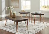 Best Furniture Outlet - Ashley Furniture - Bandyn Table (Set of 3) - Occasional Table Set (3/CN) / Brown/Champagne - T404-13