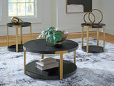 Best Furniture Outlet - Ashley Furniture - Shylore Table (Set of 3) - Occasional Table Set (3/CN) / Black/Brass Finish - T410-13