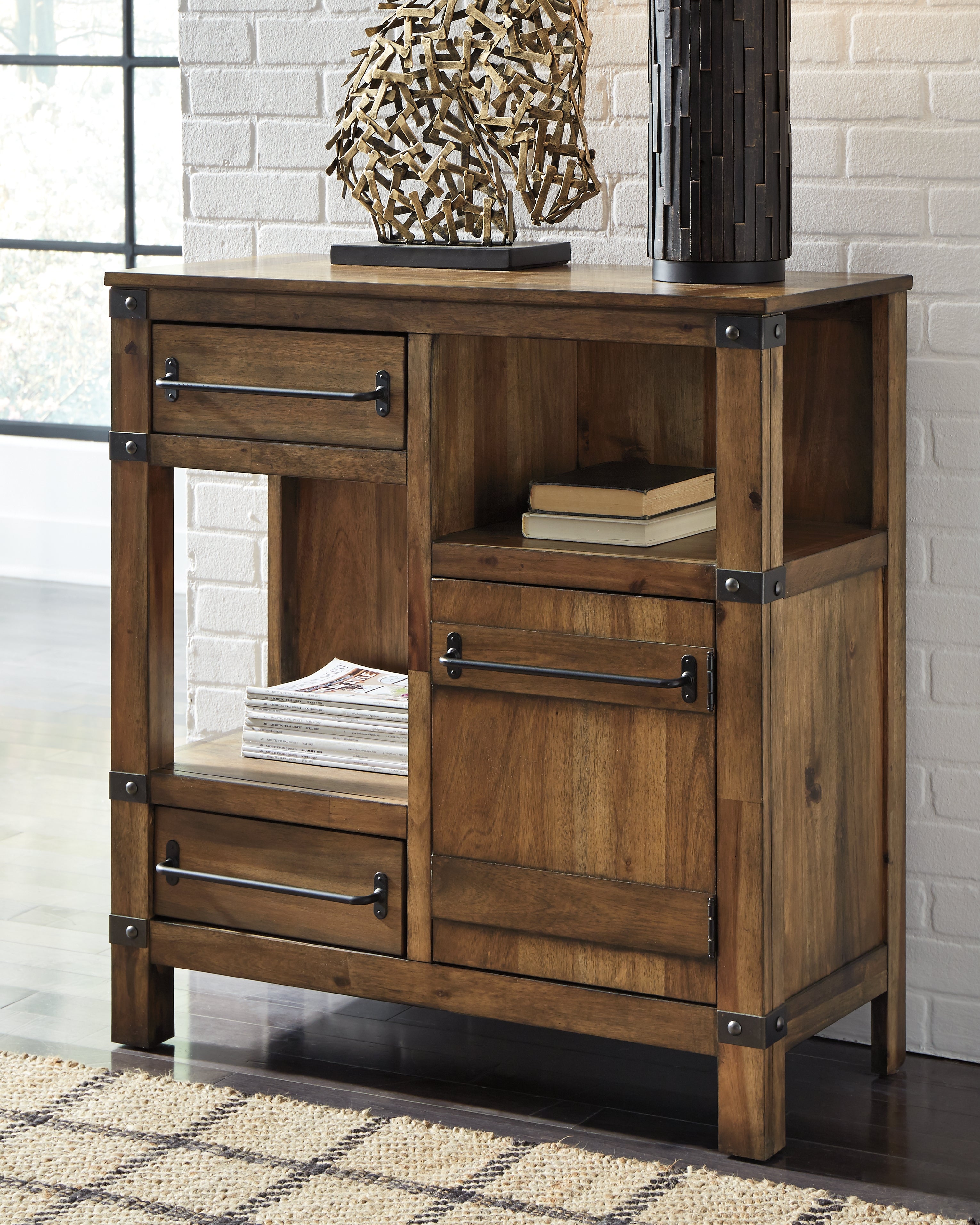 Best Furniture Outlet - Ashley Furniture - Roybeck Accent Cabinet - Accent Cabinet / Light Brown/Bronze - T411-40