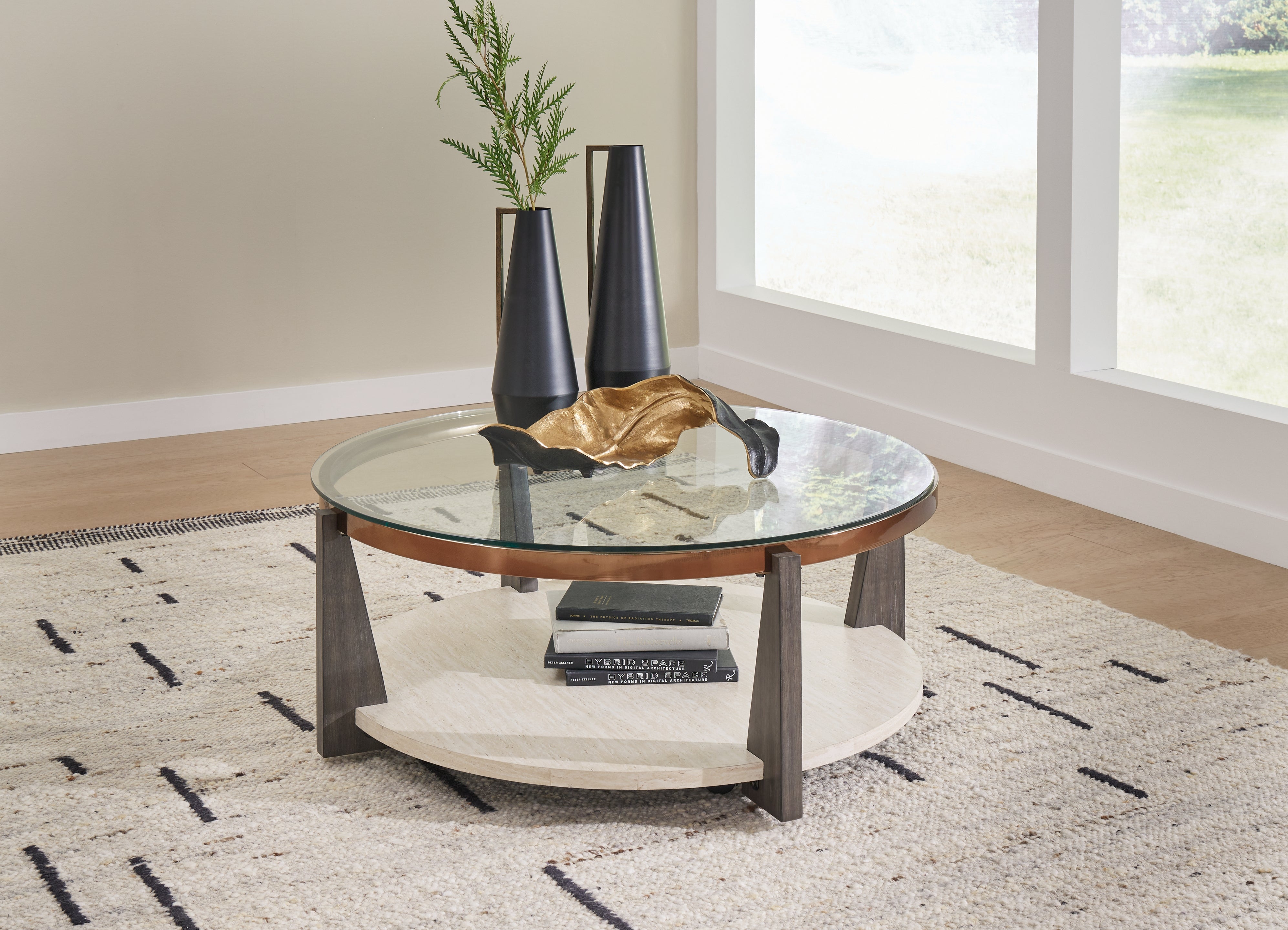 Best Furniture Outlet - Ashley Furniture - Frazwa Coffee Table - Round Cocktail Table / Multi - T432-8
