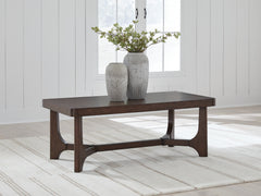 Best Furniture Outlet - Ashley Furniture - Korestone Coffee Table - Rectangular Cocktail Table / Dark Brown - T438-1