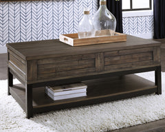 Best Furniture Outlet - Ashley Furniture - Johurst Coffee Table with Lift Top - LIFT TOP COCKTAIL TABLE / Grayish Brown - T444-9