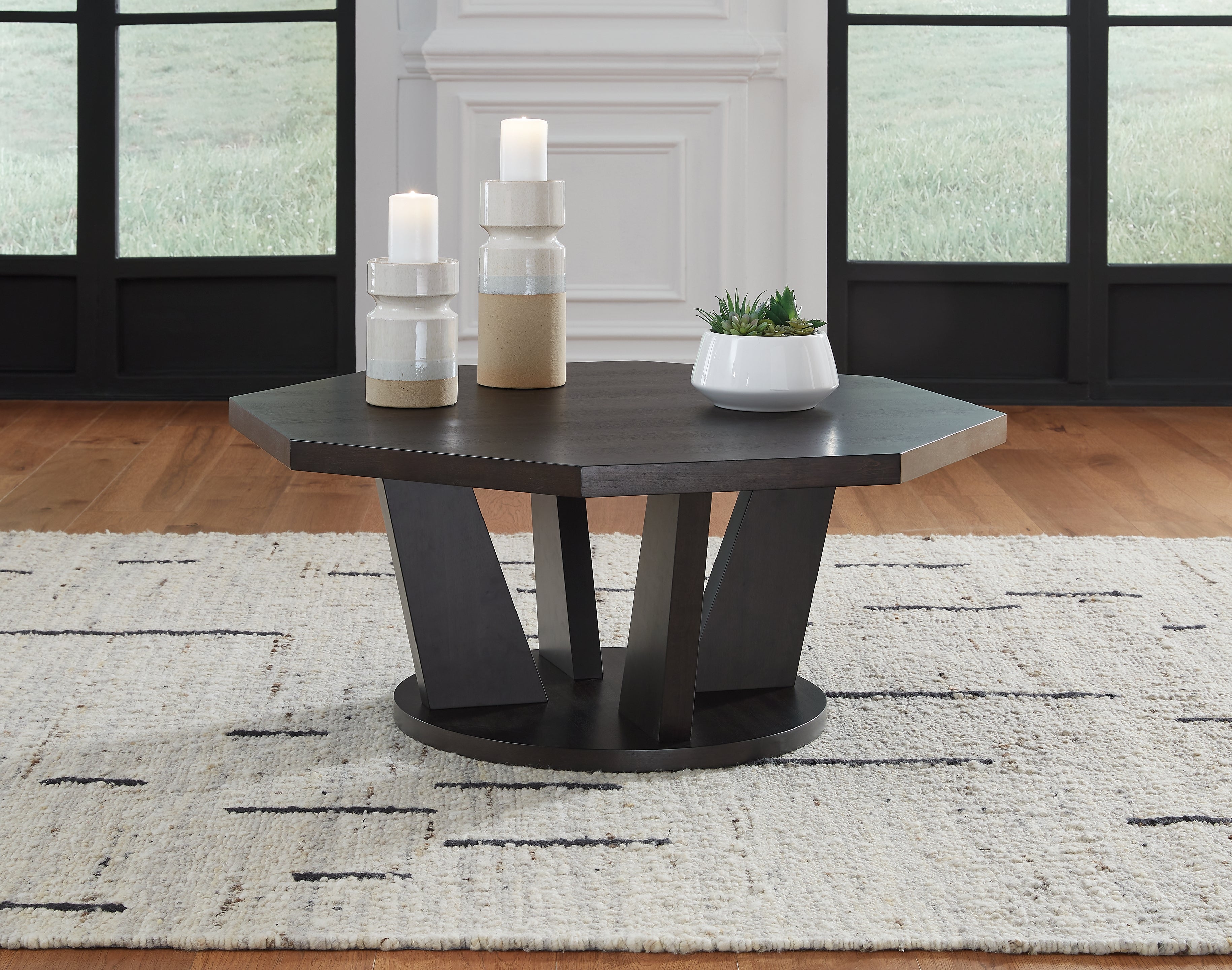 Best Furniture Outlet - Ashley Furniture - Chasinfield Coffee Table - Octagon Cocktail Table / Dark Brown - T458-8