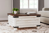Best Furniture Outlet - Ashley Furniture - Wystfield Coffee Table - Cocktail Table with Storage / White/Brown - T459-20