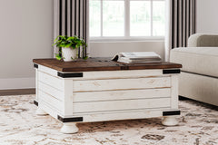 Best Furniture Outlet - Ashley Furniture - Wystfield Coffee Table - Cocktail Table with Storage / White/Brown - T459-20