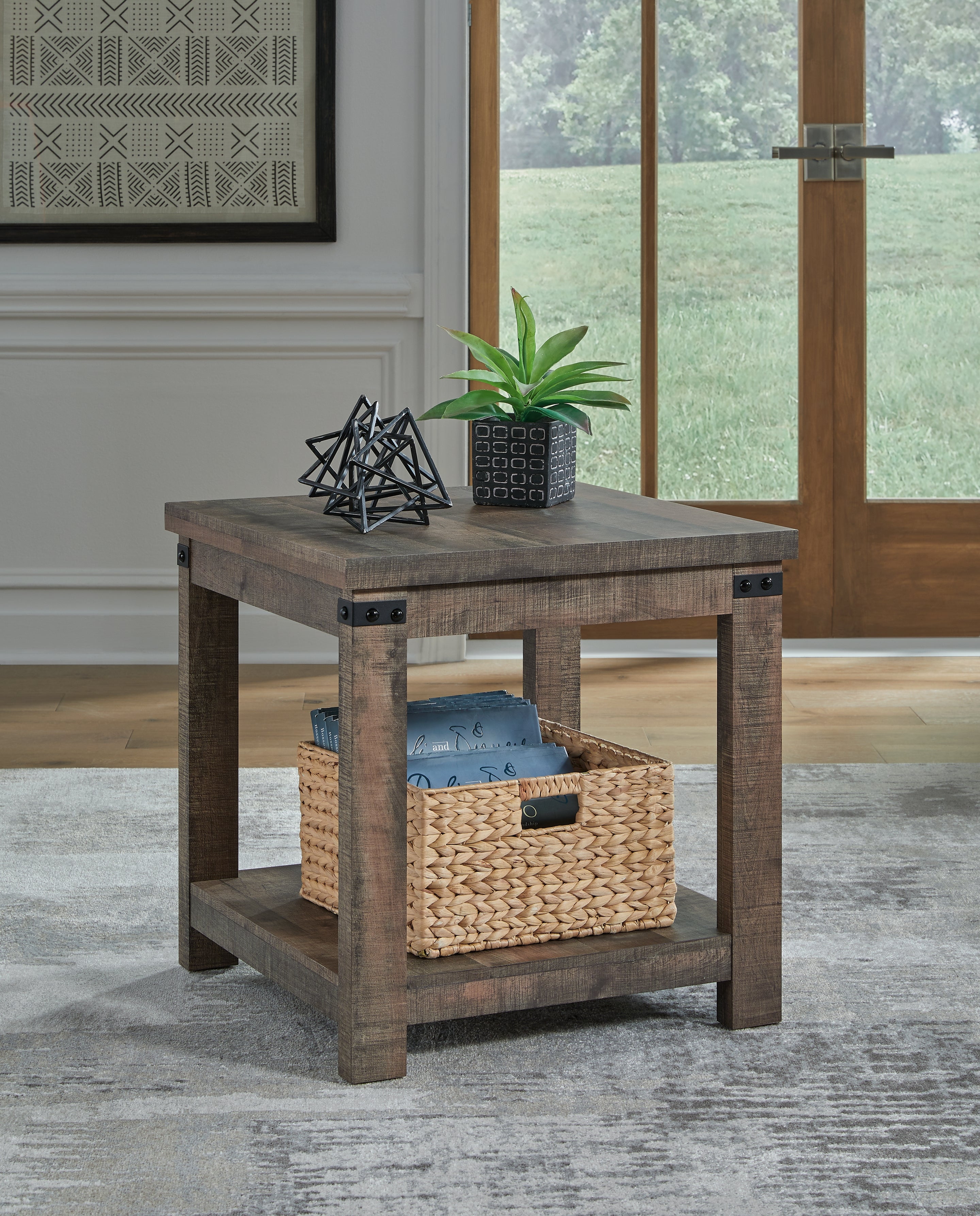 Best Furniture Outlet - Ashley Furniture - Hollum End Table - Square End Table / Rustic Brown - T466-2