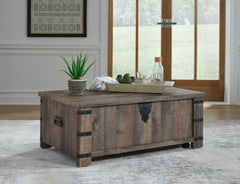 Best Furniture Outlet - Ashley Furniture - Hollum Lift-Top Coffee Table - Lift Top Cocktail Table / Rustic Brown - T466-9