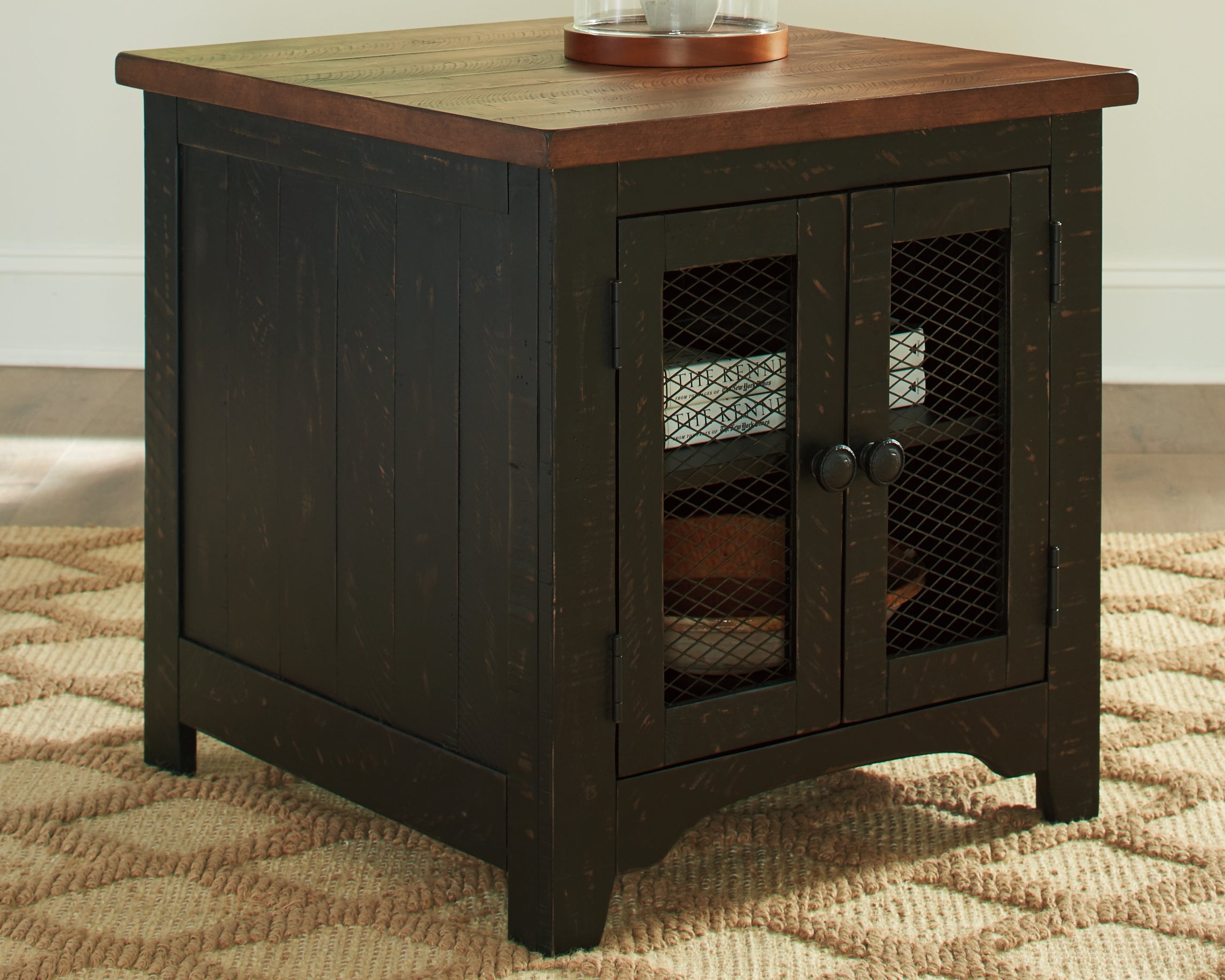 Best Furniture Outlet - Ashley Furniture - Valebeck End Table - Rectangular End Table / Black/Brown - T468-3