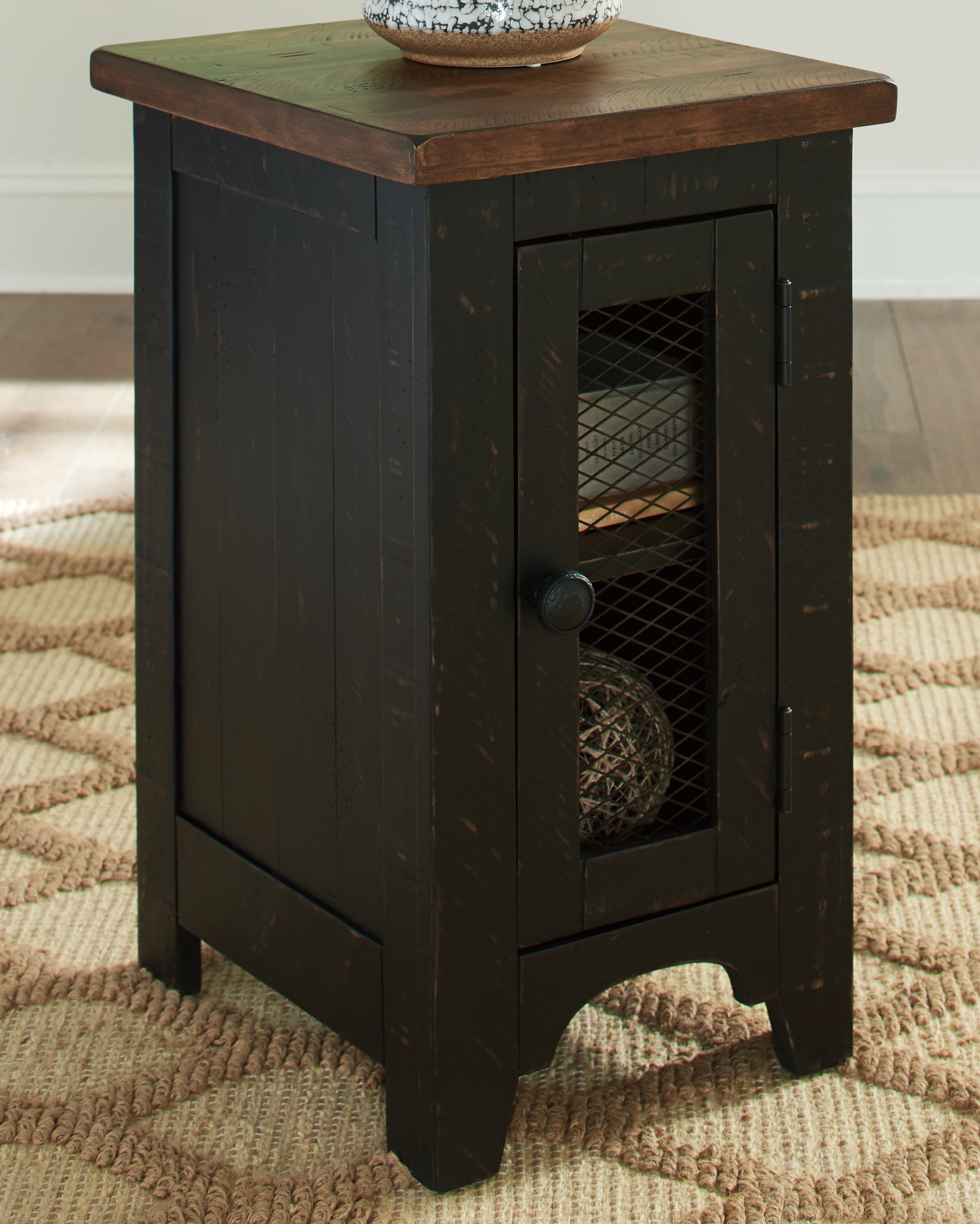 Best Furniture Outlet - Ashley Furniture - Valebeck Chairside End Table - Chair Side End Table / Black/Brown - T468-7