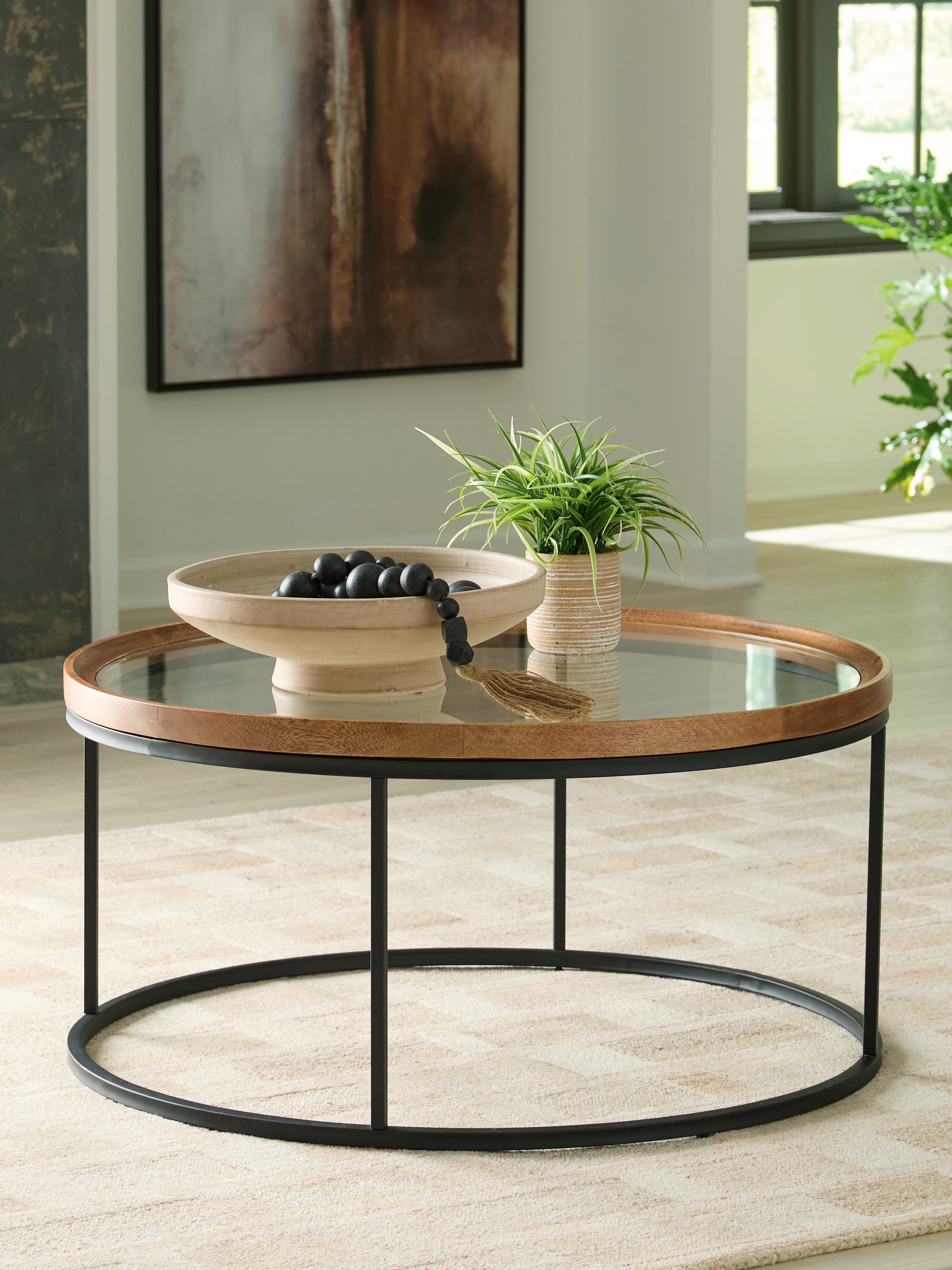 Best Furniture Outlet - Ashley Furniture - Noraluna Coffee Table - Round Cocktail Table - T502-8