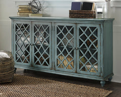Best Furniture Outlet - Ashley Furniture - Mirimyn Accent Cabinet - Accent Cabinet / Antique Teal - T505-762