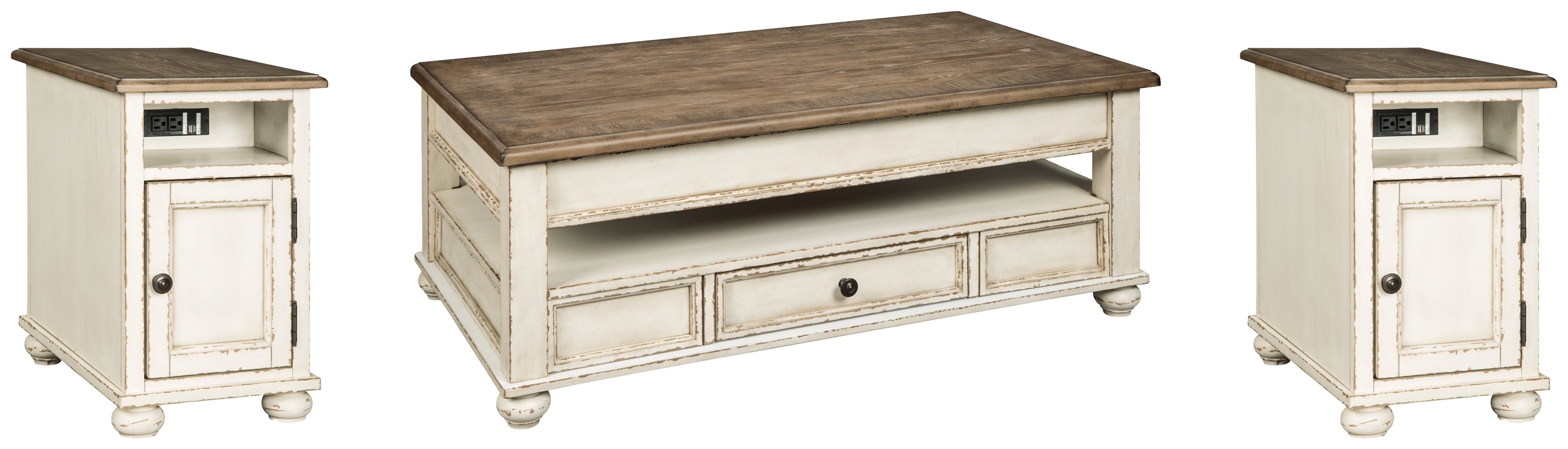 Best Furniture Outlet - Ashley Furniture - Realyn Coffee Table and 2 Chairside End Tables - Coffee Table and 2 Chairside End Tables - T523T1