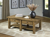 Best Furniture Outlet - Ashley Furniture - Vandenmore Coffee Table - Rectangular Cocktail Table / Medium Brown - T539-1