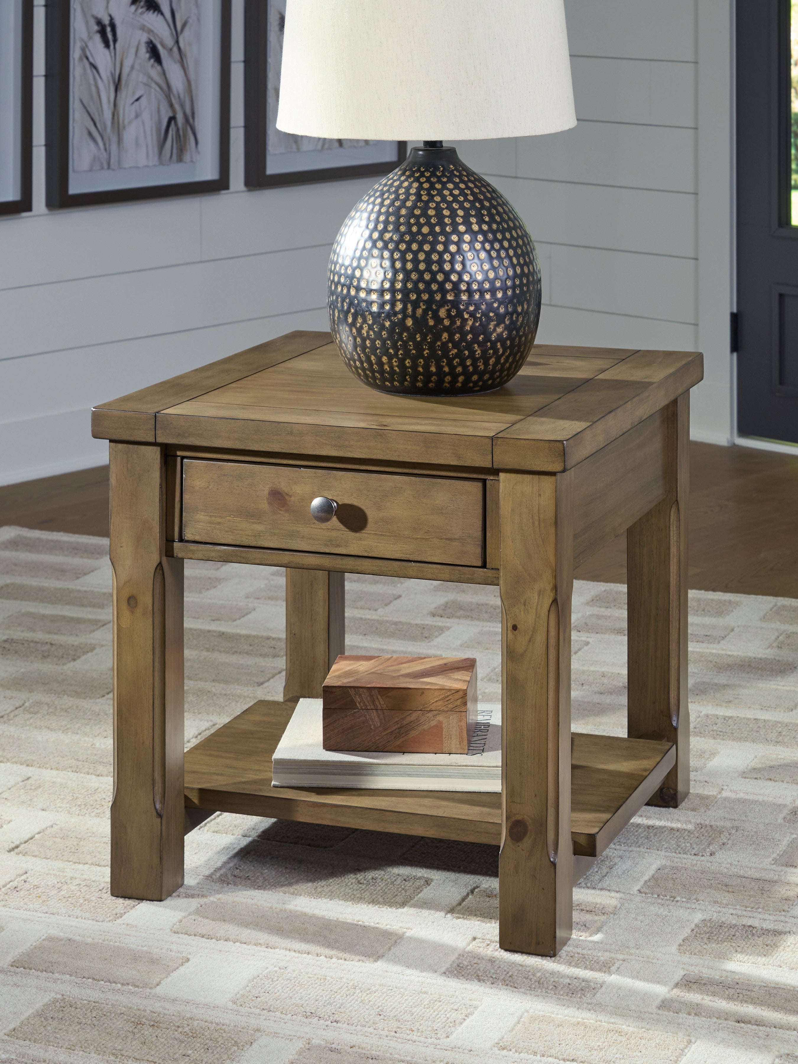 Best Furniture Outlet - Ashley Furniture - Vandenmore End Table - Rectangular End Table / Medium Brown - T539-3