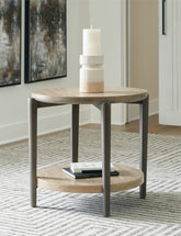 Best Furniture Outlet - Ashley Furniture - Dyonton End Table - Round End Table / Light Grayish Brown - T574-6