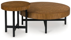 Best Furniture Outlet - Ashley Furniture - Steenlage Table (Set of 2) - Occasional Table Set (Set of 2) / Brown/Black - T575-12