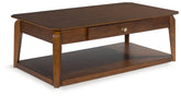 Best Furniture Outlet - Ashley Furniture - Trenmour Coffee Table - Rectangular Cocktail Table / Medium Brown - T596-1