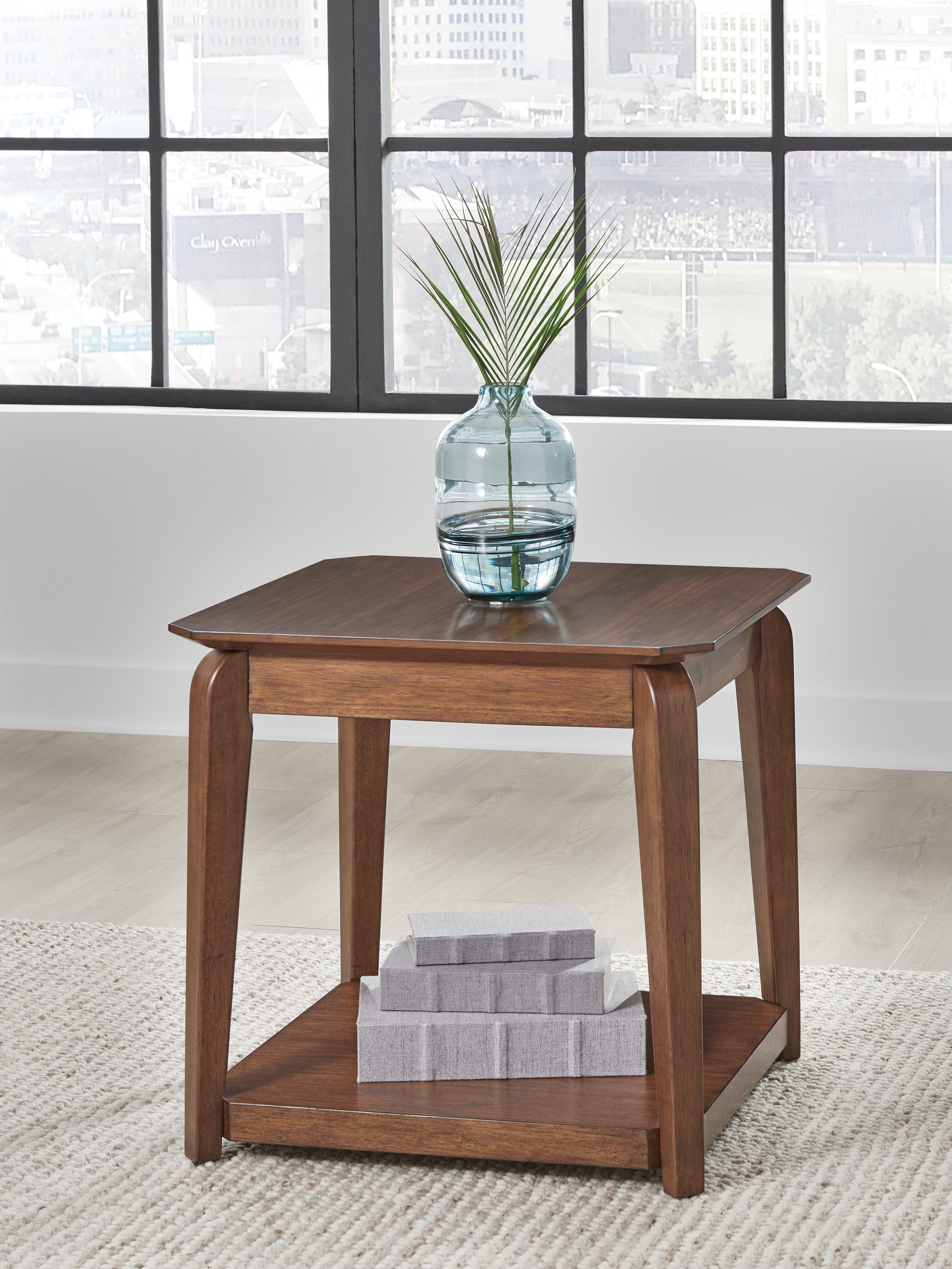 Best Furniture Outlet - Ashley Furniture - Trenmour End Table - Square End Table / Medium Brown - T596-2
