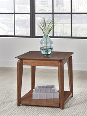Best Furniture Outlet - Ashley Furniture - Trenmour End Table - Square End Table / Medium Brown - T596-2