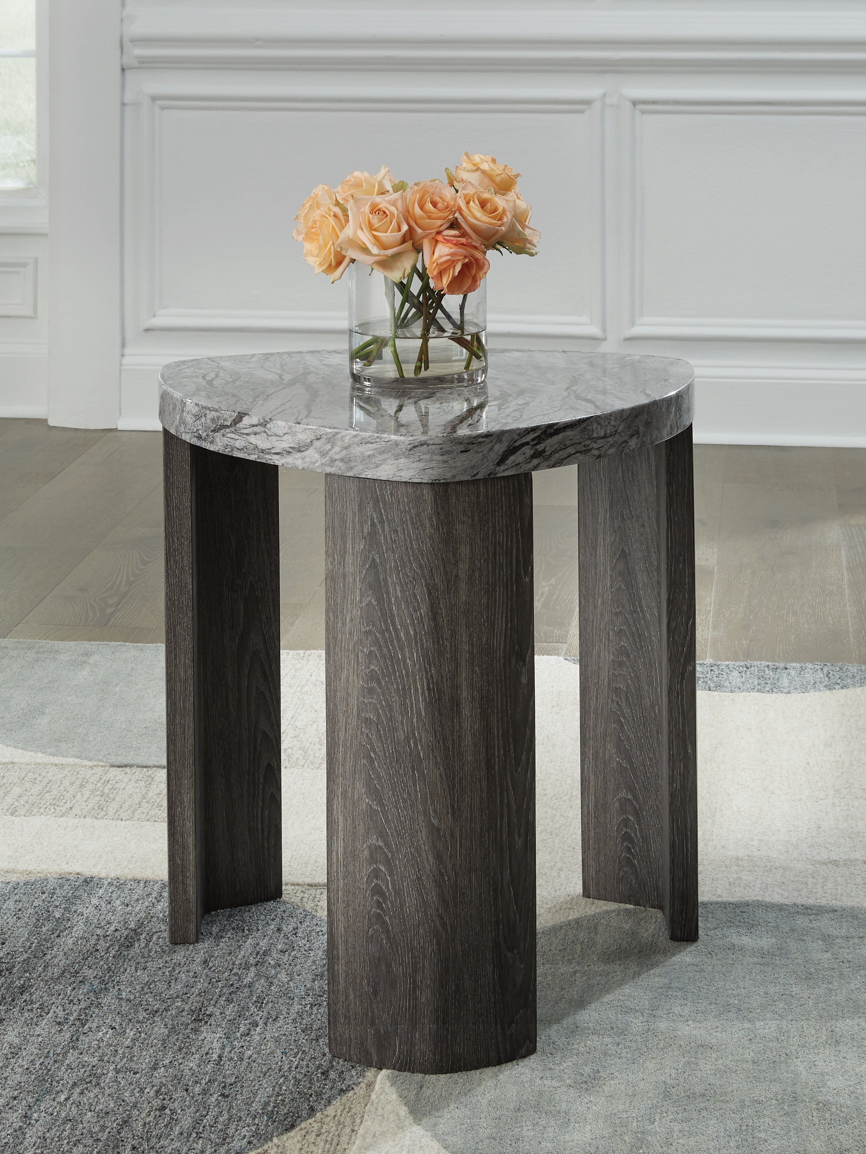 Best Furniture Outlet - Ashley Furniture - Surmour End Table - Triangle End Table / Gray/Brown - T600-6