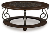 Best Furniture Outlet - Ashley Furniture - Frallyn Coffee Table - Round Cocktail Table / Dark Brown - T623-8